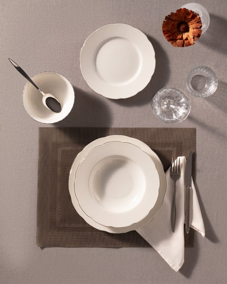 New Bone China 6-Person Dinner Set - Gold & Platinum Accents