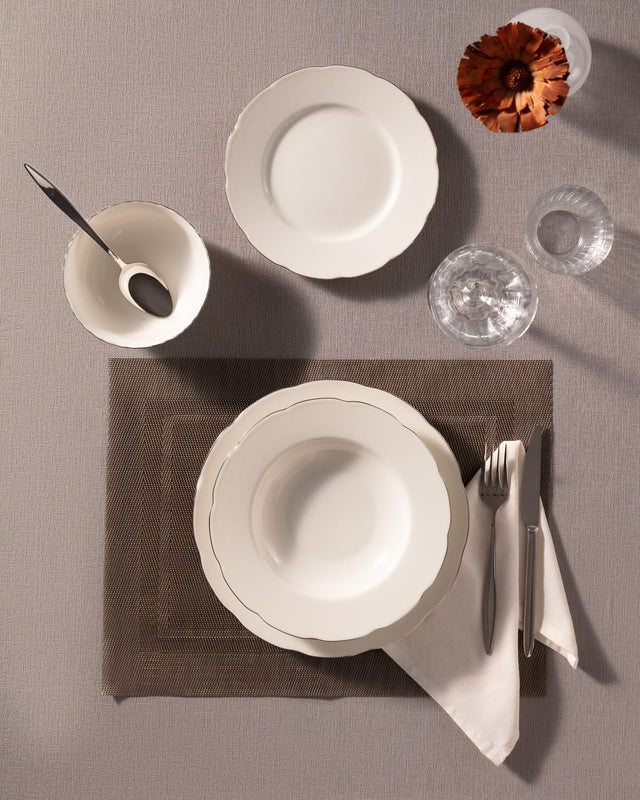 New Bone China 6-Person Dinner Set - Gold & Platinum Accents