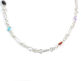 Premium Sterling Silver Colored Stone Paperclip Chain Necklace