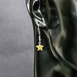 925 Sterling Silver Star Dangle Earrings - Citrine Zircon