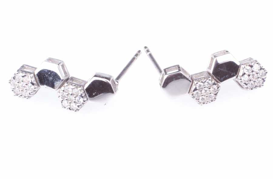 925 Sterling Silver Honeycomb Zircon Diamond-Style Earrings