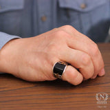 Sterling Silver Onyx Men's Ring - Ottoman Calligraphy Seal Design