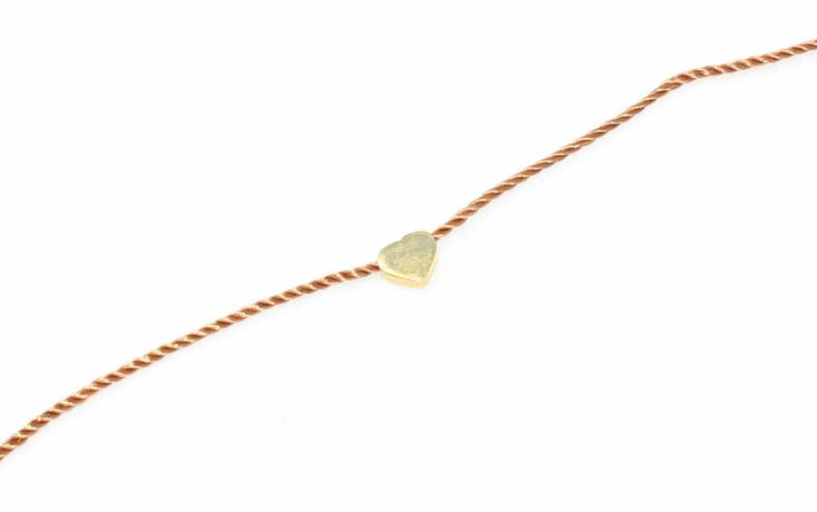 Sterling Silver String Heart Bracelet - Yellow-Tone Finish