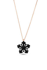 Premium 925 Sterling Silver Black Stone Snowflake Necklace