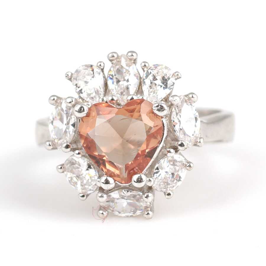 925 Sterling Silver Heart-Cut Zultanite & Zircon Halo Ring