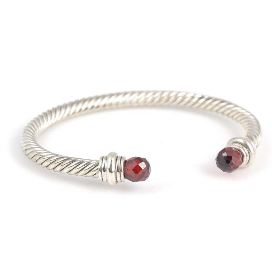 Professional Sterling Silver Garnet Stone Men's Bracelet