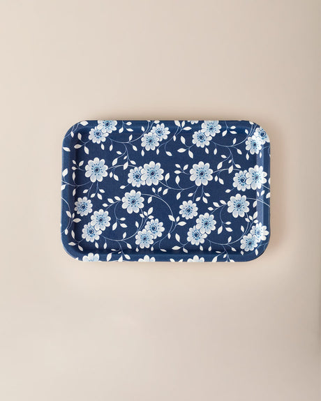 Durable Plastic Serving Tray - Modern Blue Vista Pattern for Stylish Hosting