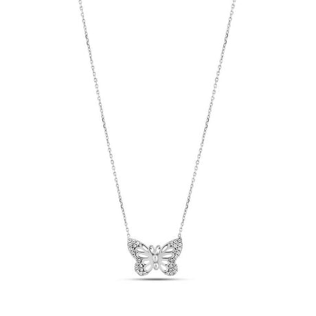 Premium Sterling Silver Butterfly Garden Necklace White