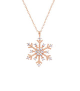 Sterling Silver Zircon Snowflake Pendant Necklace - Winter Elegance