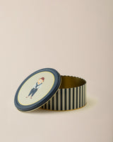 Elegant Metal Storage Box - Round Jasmin Navy Beige Food Safe