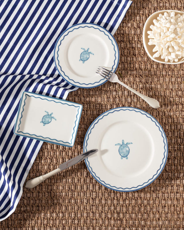 New Bone Porcelain 6-Person Dinner Set - Souterrain Blue & White