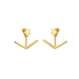 925 Sterling Silver V & Star Ear Jacket Earrings