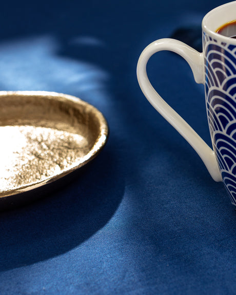 Elegant Blue & White Ceramic Coffee Mug - 360 ml