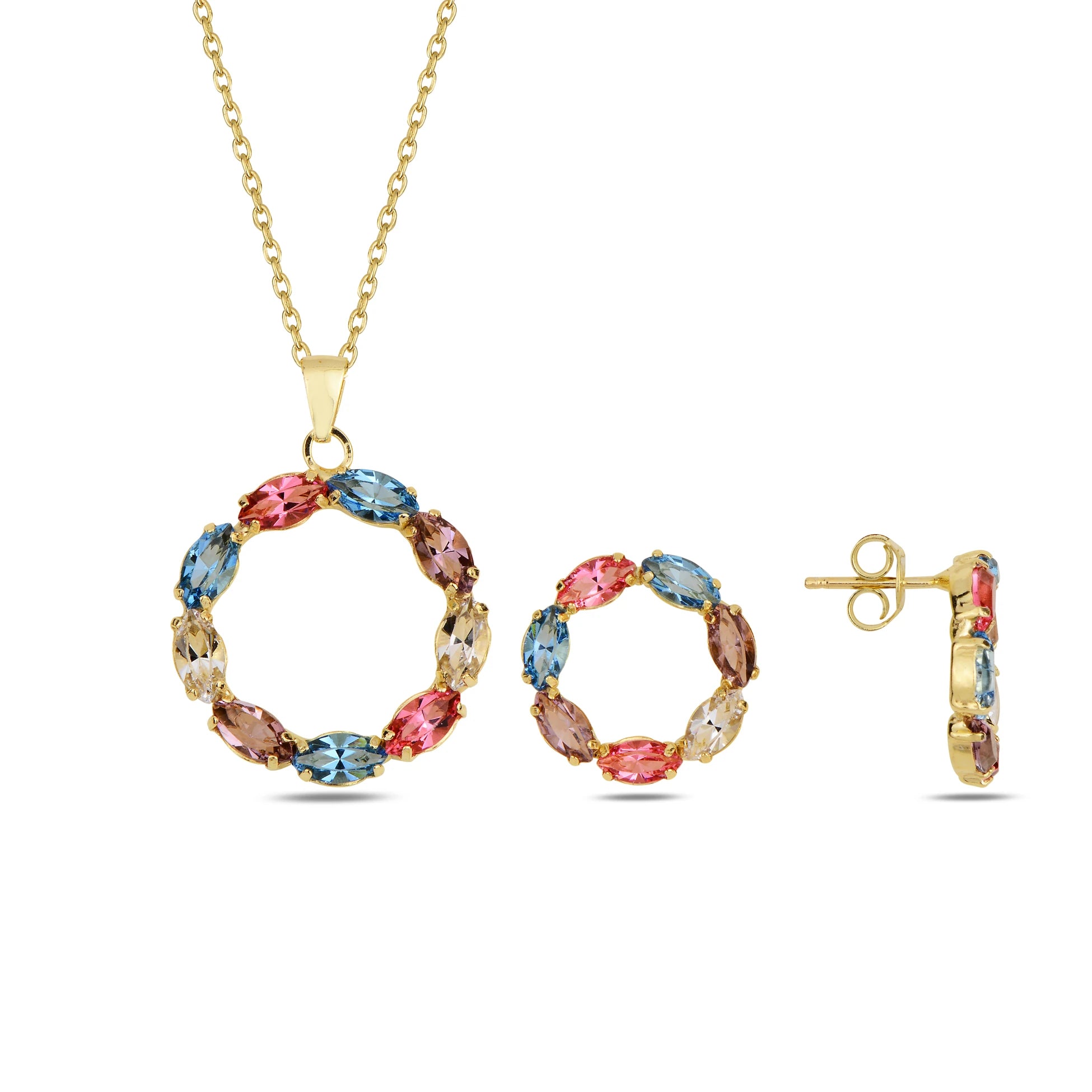 Sterling Silver Marquise Swarovski Crystal Set - Neptune Collection