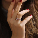 Premium 925 Sterling Silver Red Stone Couple Ring