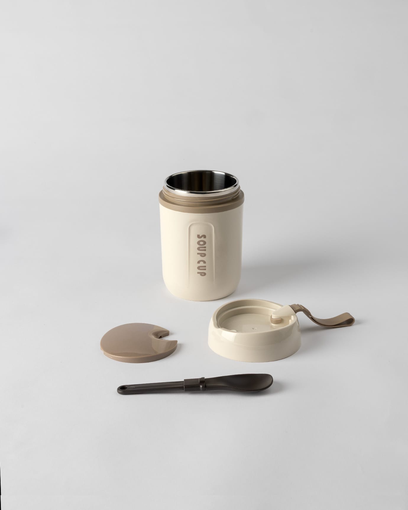 Contenitore per alimenti snack beige morbido - Scatola portatile per preparazione pasti da 480ml