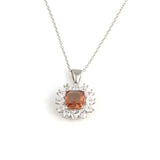 925 Sterling Silver Zultanite Pendant Necklace - Baguette Zircon Halo