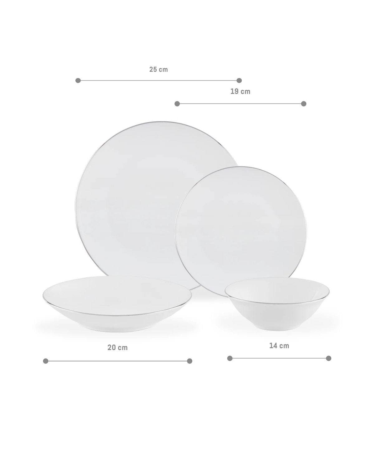 New Bone Porcelain 6-Person Dinner Set - Elegant White & Silver