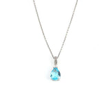 925 Sterling Silver Aquamarine Zircon Teardrop Pendant Necklace