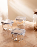 3-Piece Square Mini Food Storage Container Set - 150ml