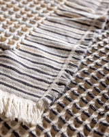 Cotton Bedspread Single Size - Beige and Blue Reversible Coverlet