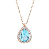 Professional Sterling Silver Aquamarine Drop Necklace
