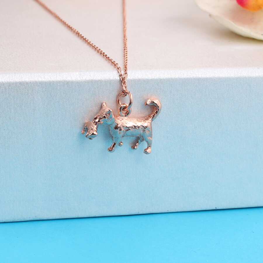 Sterling Silver Mother Dog & Puppy Love Pendant Necklace