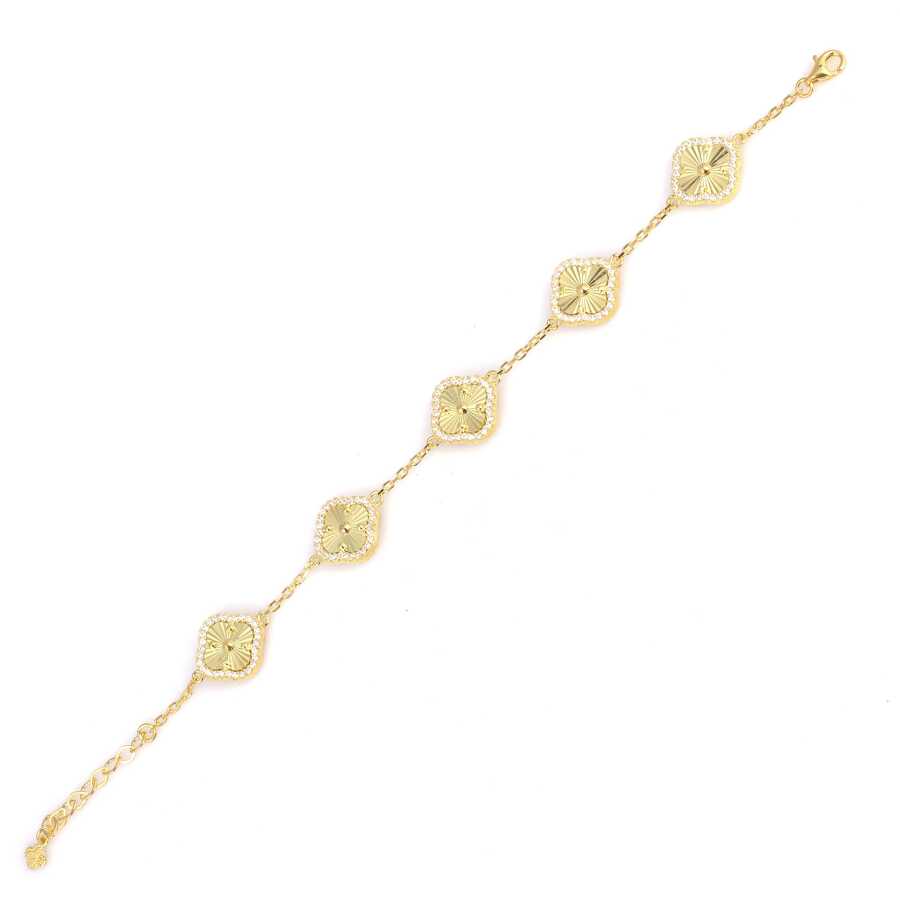 925 Sterling Silver Five Clover Zircon Bracelet