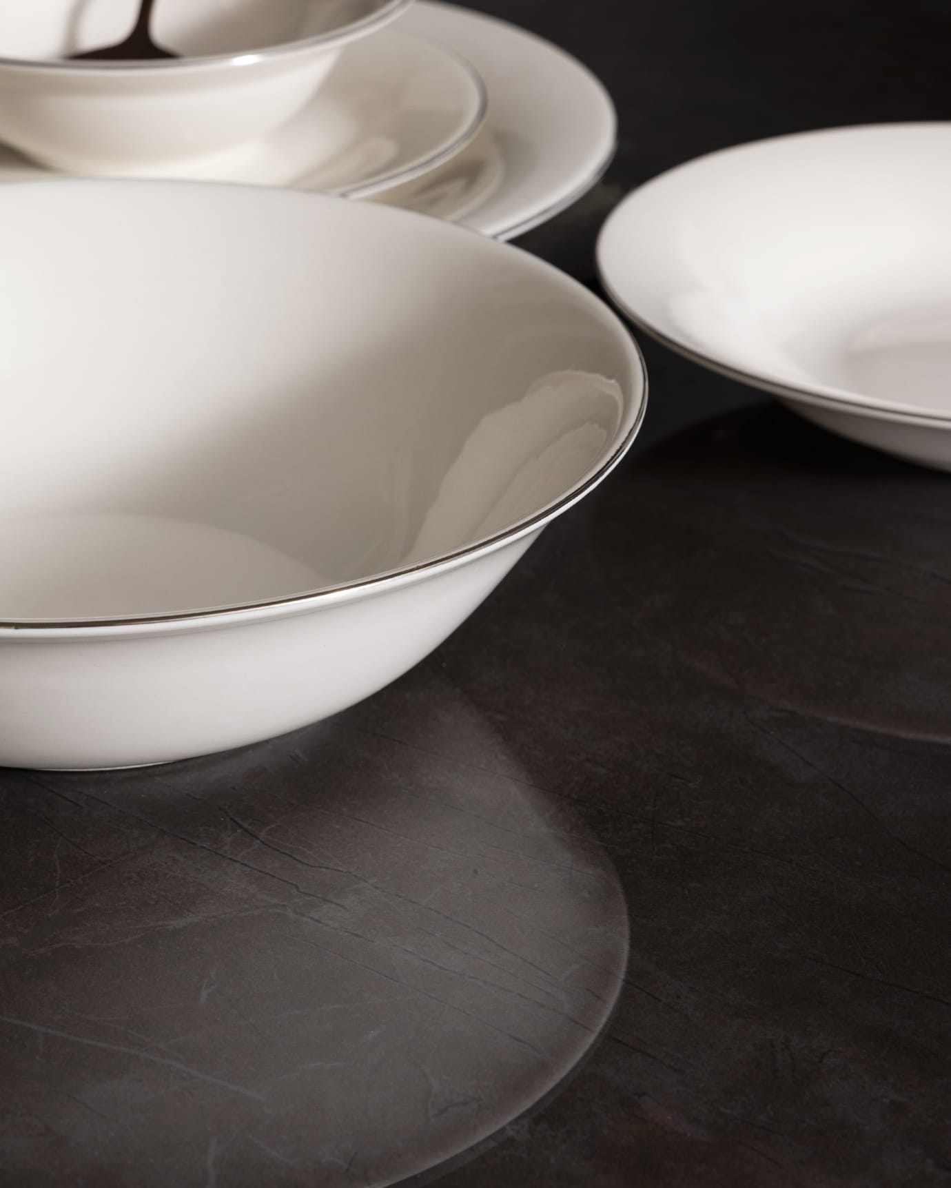 New Bone Porcelain 6-Person Dinner Set - Solara White & Silver