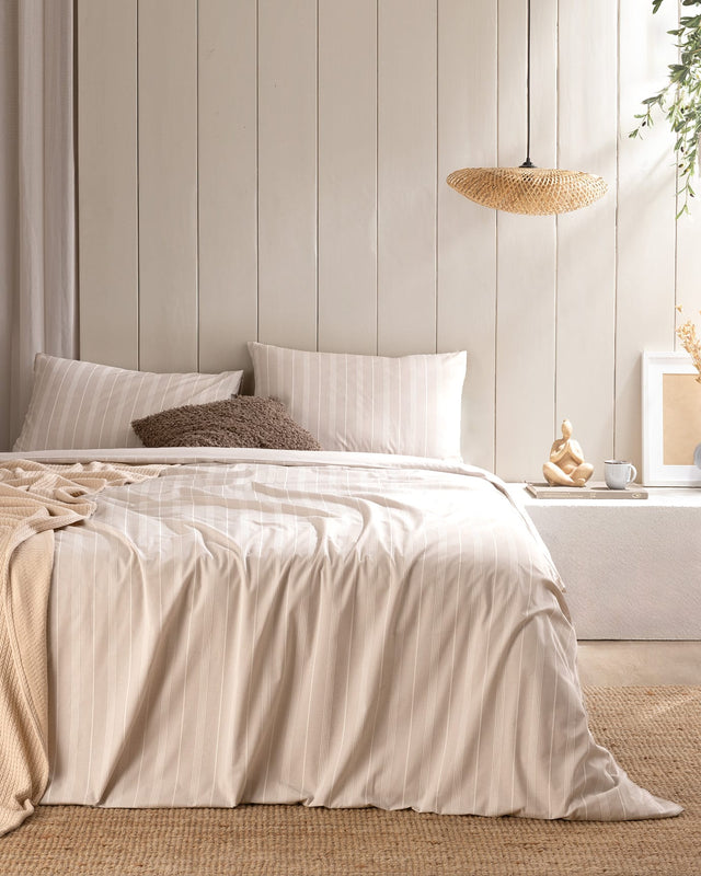 Cotton Blend Double Duvet Set - Subtle Woven Texture