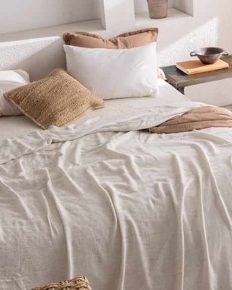 Queen Size Cotton Blend Bedspread - Grey Textured Coverlet