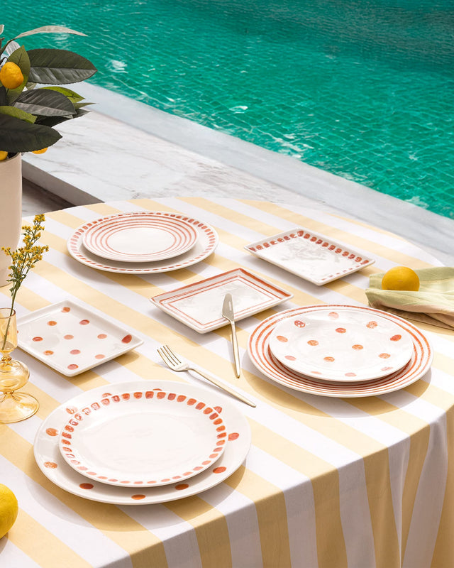 New Bone Porcelain 6-Person Dinner Set - Contemporary Faisceau