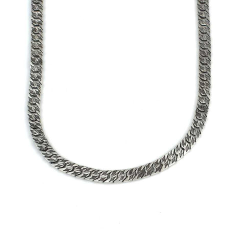 925 Sterling Silver Oxidized Angled Pattern Curb Chain Necklace