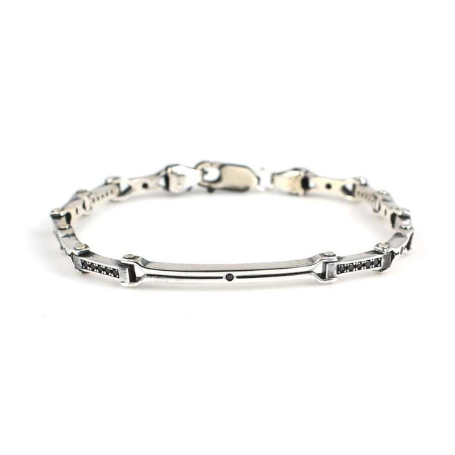Premium 925 Sterling Silver Black Stone Cast Bracelet