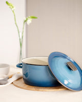 24 cm Blue Deep Cooking Pot with Lid - Versatile Nonstick Casserole