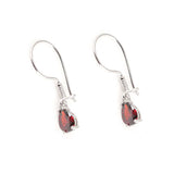 Sterling Silver Teardrop Synthetic Ruby Dangle Earrings