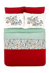 Lalin Double Duvet Set - Green Floral Bedding Collection