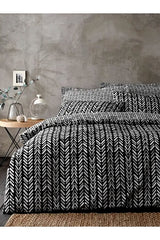 Double Cotton Duvet Cover Set - Reversible Herringbone Pattern