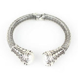 925 Sterling Silver Mabe Pearl Bracelet - Ancient Byzantine Style