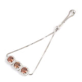 Premium 925 Sterling Silver Square Stone Triple Cube Chain Bracelet