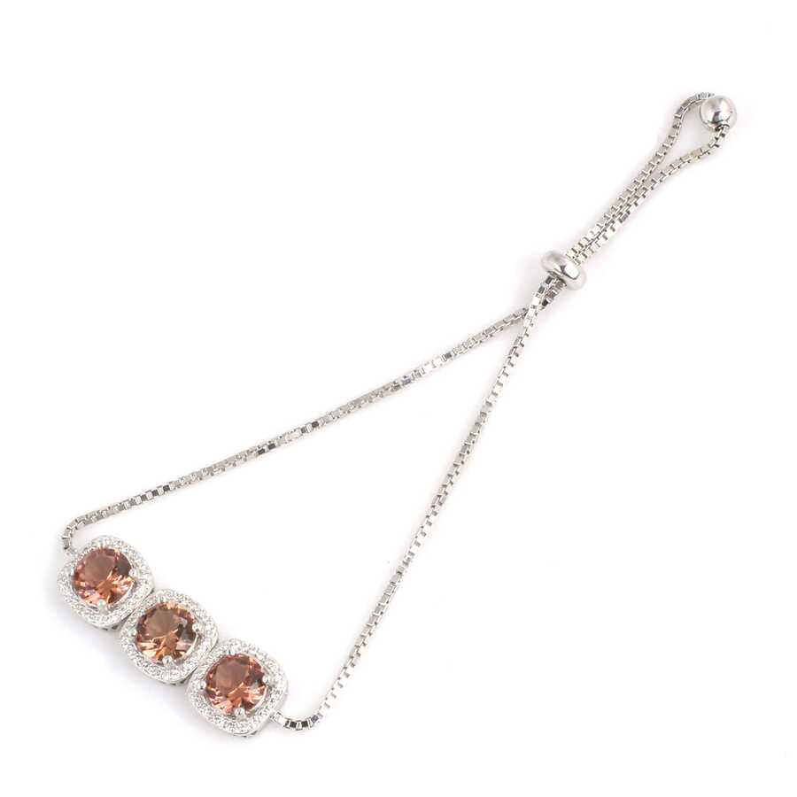 Premium 925 Sterling Silver Square Stone Triple Cube Chain Bracelet