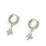 Sterling Silver Butterfly Stone Hoop Earrings