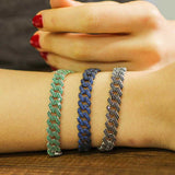 Sterling Silver Green Zircon Gourmet Chain Bracelet