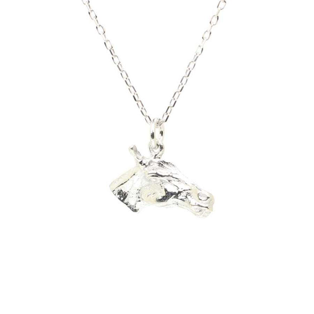 925 Sterling Silver Horse Head Charm Necklace - Equestrian Elegance