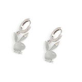 925 Sterling Silver Zircon Rabbit Dangle Hoop Earrings