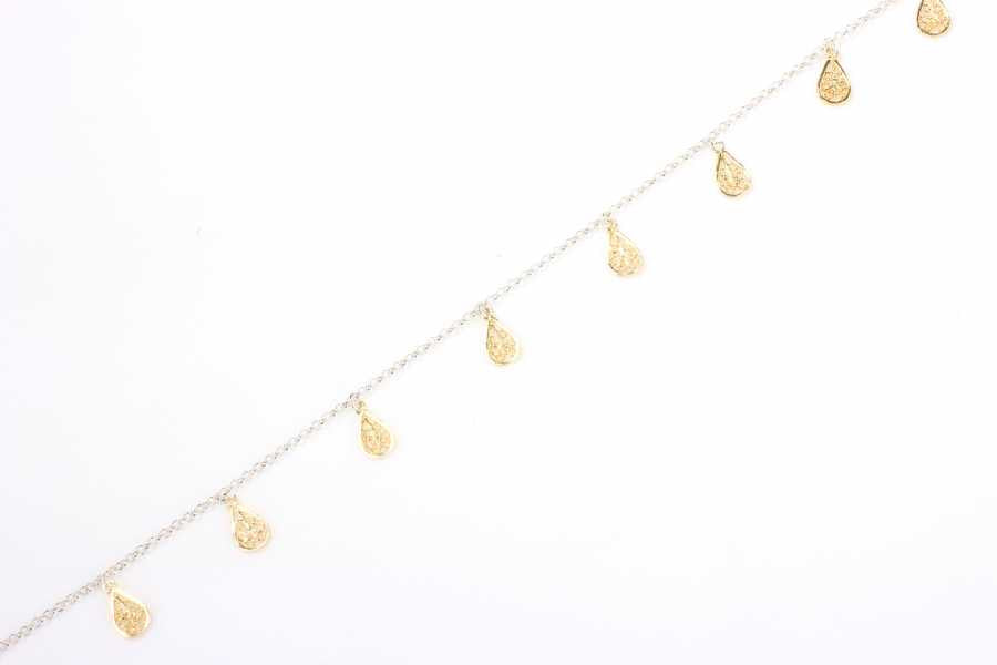 Sterling Silver Teardrop Filigree Anklet - Artisan Crafted
