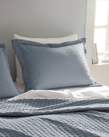 Indigo Blue Single Bedspread with Pillow Sham - Soft Polyester