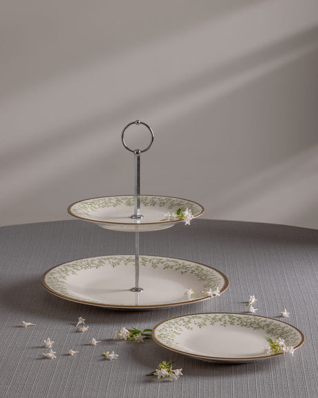 New Bone Porcelain 7-Piece Dessert Set - Elegant Tiered Serving Stand