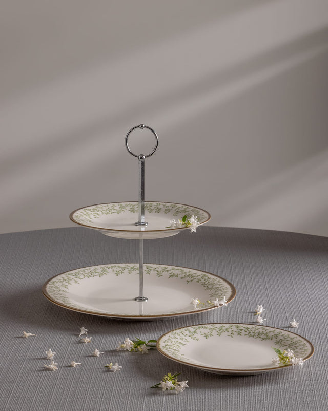 New Bone Porcelain 7-Piece Dessert Set - Elegant Tiered Serving Stand