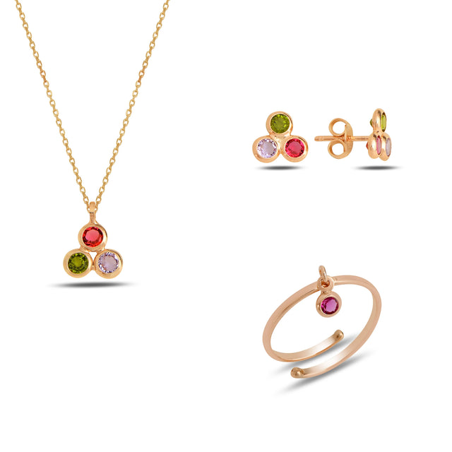 Vibrant Dangling Swarovski Crystal 925 Sterling Silver Jewelry Set